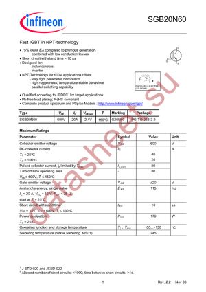 SGB20N60 datasheet  